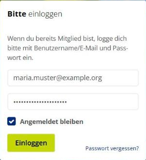 Ausgefülltes Anmeldeformular